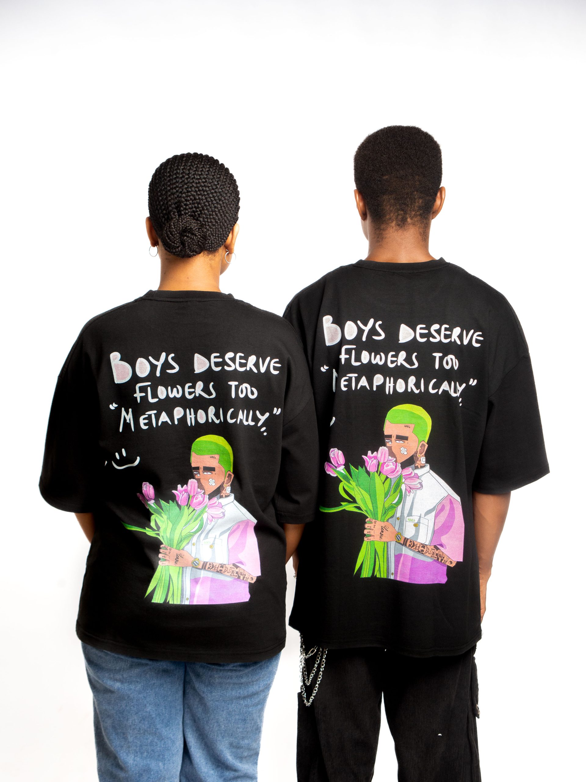 G Locker CC-SS1-_Boys-Deserve-Flowers---BLACK. Back image of two models